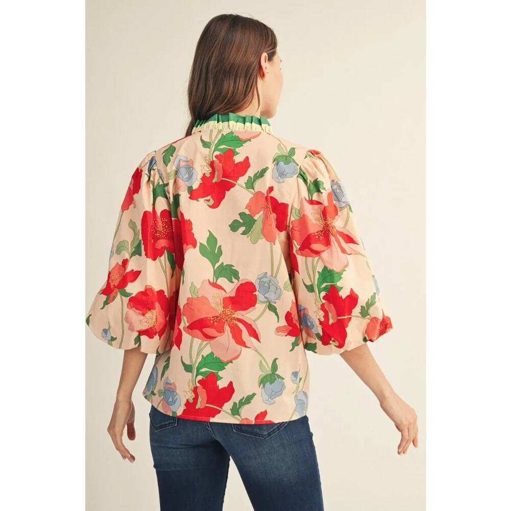 Floral Ruffled Blouse - Picture 2 of 2